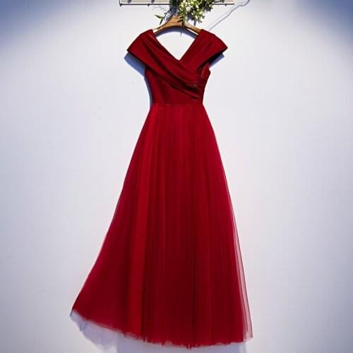 Bespoke Occasion Dresses Vintage V-neck Sleeveless Satin Pleat Luxury Burgundy Backless Elegant Women Formal Evening Gown HB231