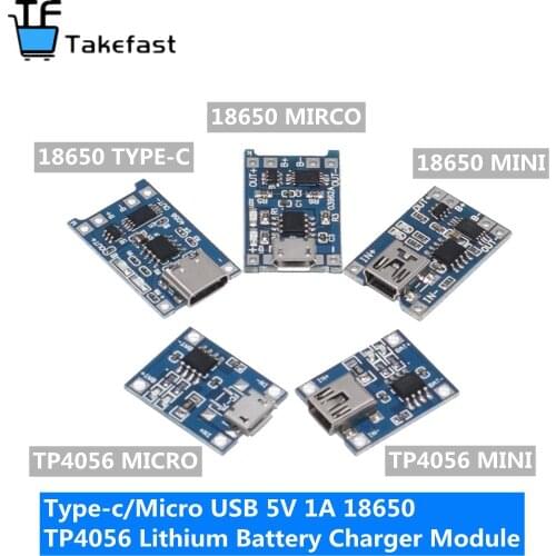 1PCS 5V 1A Micro USB 18650 type-c Lithium Battery Charging Board Charger Module+Protection Dual Functions TP4056 18650