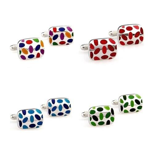 10pairs/lot Classic Enamel Cufflinks 4 Colors Copper Plating Cuff Links Mens Jewelry Accessory Wholesale
