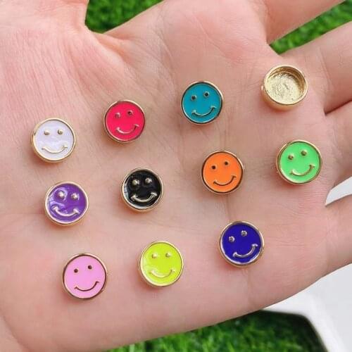20Pcs,Colorful Smiley Face Coin Shape Spacer Beads, Happy Face Jewlery, Enamel Jewelry, Smiley face charm, 10mm
