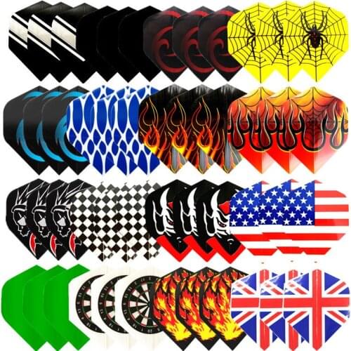 48pcs 2D Mix 16 Styles Nice Patterns Dart Flights For Outdoor Wing Tail Dardos Feather