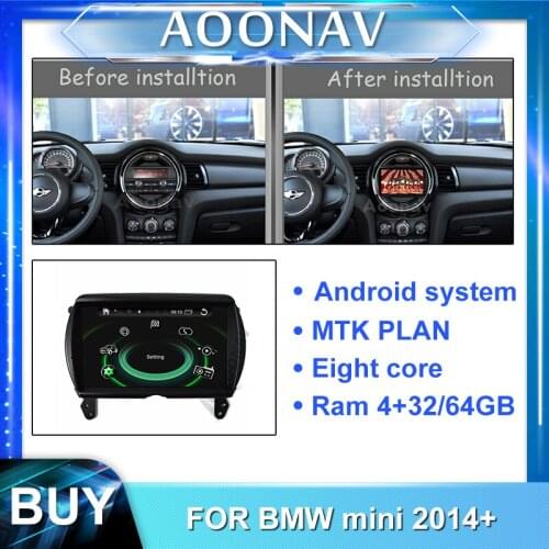 2din android car radio multimedia player for-BMW mini 2014+ car stereo autoradio touch screen GPS navigation 8 core
