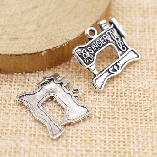 Free shipping 50pcs 20x17mm antique silver Sewing machine charms diy retro jewelry fit Earring keychain hair card pendant