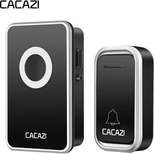 CACAZI Smart Wireless Doorbell Waterproof Battery Button 300M Remote LED Light Home Door ring bell 38 Chimes US EU UK Plug