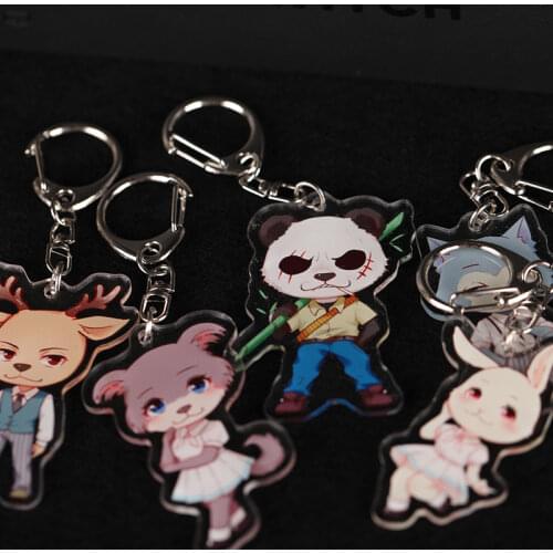 Anime BEASTARS Cosplay Legosi Haru Acrylic Keychain Pendant Key Chain Two-sided Keyring Prop
