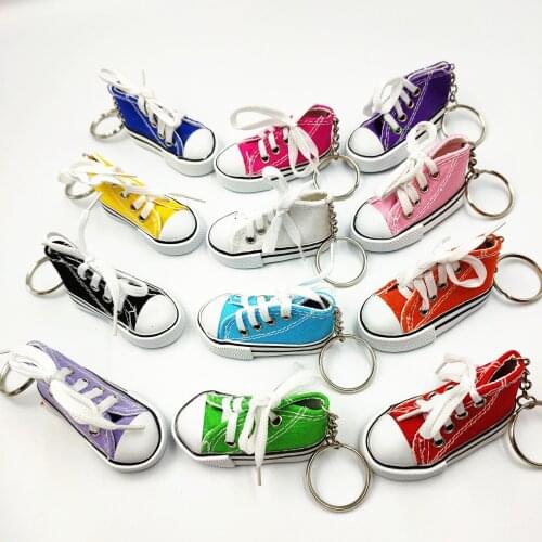 Cute Mini Simulation Shoes Keyring Canvas Keychain For Women Girl Souvenir Gift Bag Key Holder Accessories Jewellery Casual