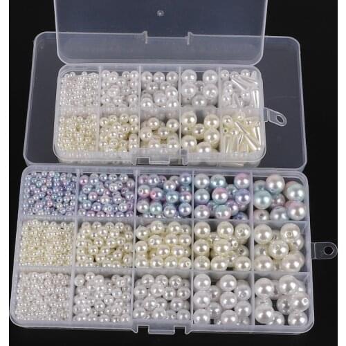 1Box White Ivory Color Plastic Acrylic ABS Imitation Pearl Beads 4/6/8/10mm Loose Spacer Beads For Jewelry Making DIY Bracelet