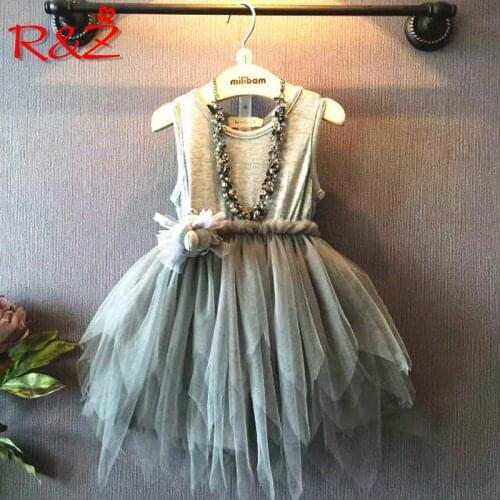 R&Z childrens dress 2019 summer new European and American girls sleeveless dress childrens irregular princess dress mesh dress
