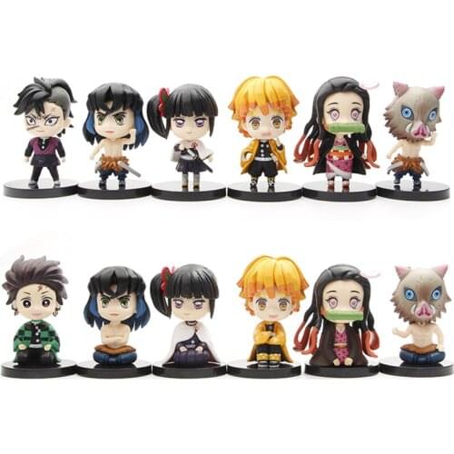 6pcs/set Anime Demon Slayer Kimetsu No Yaiba Figure Q Posket Kamado Tanjirou Kamado Nezuko Agatsuma Figure Toys Antistress