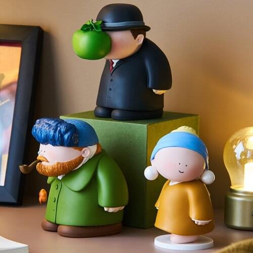 Creative Artist Figures Model Cartoonization Van Gogh Mona Lisa Model Home Living Room Decoration Accessories Birthday Present