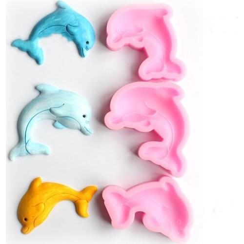 Dolphins Ocean Marine animals Shell Fondant Cake Mold Decorating Chocolate Liquid Silicone Mould Kitchen Baking Tools Molds