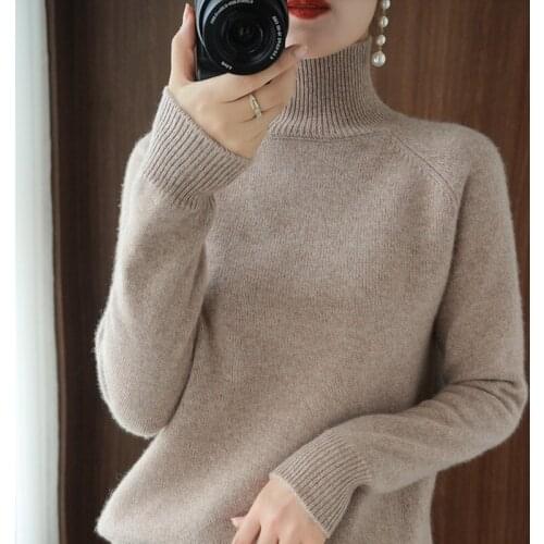 Turtleneck Cashmere Sweater Women Winter Cashmere Jumpers Knit Female Long Sleeve Thick Loose Pullover Woman Sweaters