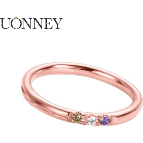 Uonney Dropshipping Custom Ring Birthstone Gold Color Plated Silver Stone Wedding Rings For Women Gift Jewelry 2021 Fashion