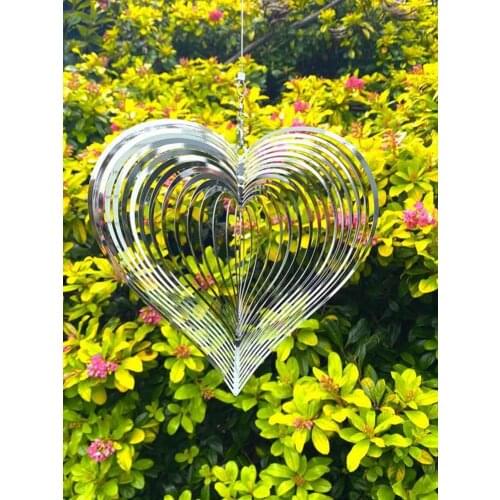 Heart Shape Creative Vintage Wedding Decoration Wind Chimes Party Heart Wind Spinner Stainless Steel Metal Wind Catcher Love
