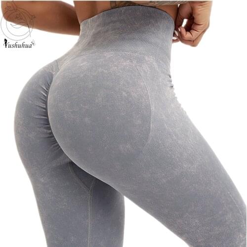 Yushuhua Tie dye Squat Proof Seamless Yoga Leggings Gym Push-ups Workout Tights Womens Jogging Fitness Sweatpants