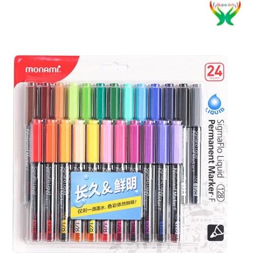 Monami marker 4/8/12/24 color hand-painted direct liquid alcoholic ink marker glass plastic metal marking writing marker pen