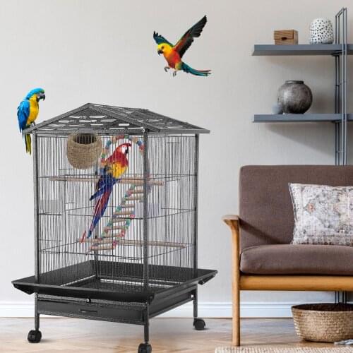 Metal Bird Cage Large Parrot Cage Open Skylight Ventilation Drawer Type Tray With Bottom Mesh Wren Pigeon Breeding Cage Nest Bed