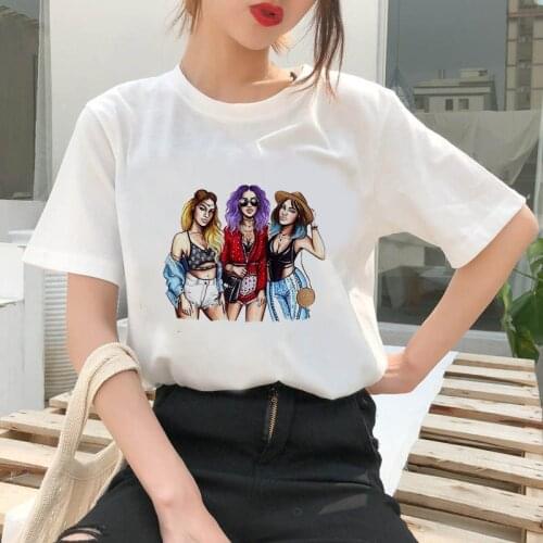 Fashion Girl summer printed leggings 2021 T-shirt Ms. Nail Polish T-shirt women Fashion Soft Casual White T shirts Tops