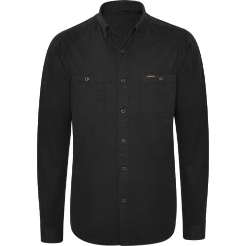 VOBOOM Mens Twill Shirt Long Sleeve Cotton Casual Workwear