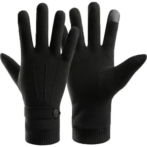 Mens Plus Velvet Thick Full Finger Warm Sport Cycling Glove Men Winter Stretch Knit Wrist Mouth Touch Screen Driving Mitten F17
