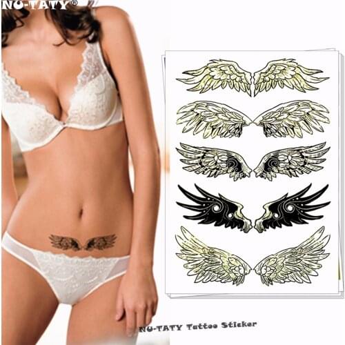 Nu-TATY Sexy black angel wings Temporary Tattoo Body Art Flash Tattoo Stickers 17*10cm Waterproof Tatoo Car Styling Sticker