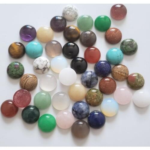 Wholesale 50pcs/lot 2020 fashion Good quality mixed natural stone round CAB CABOCHON beads for ring DIY jewelry Accessories 14mm