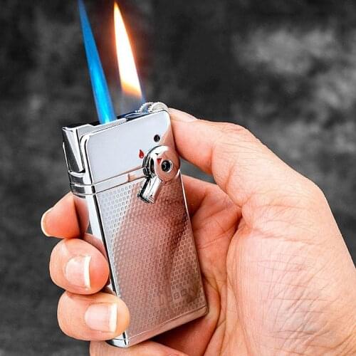 Jobon Two Kinds of Flame Grinding Wheel Inflatable Lighter Portable Ultra-thin Metal Lighter Smoking Cigar Small Accessory Gift
