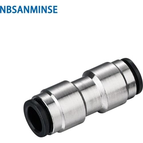 PUP Brass Body With Plastic Sleeve Push In Fitting 10Pcs/Lot Union Straight Pneumatic Tube Fitting NBSANMINSE