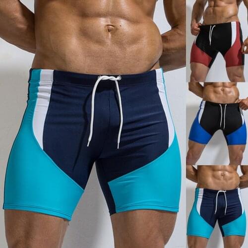 Plus Size Swimwear Mens Swim Trunks Waterproof Quick Dry Beach Shorts Surfing Running Swimming Drawstring Shorts Swimsuit Trunk