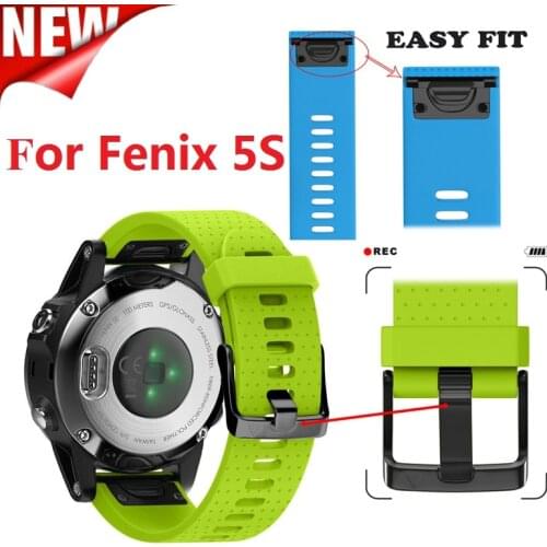 ANBEST 20mm Sport Silicone Watchband Strap Compatible for Fenix 5S 6S Pro 5S Plus Wristband Replacement Watch Strap