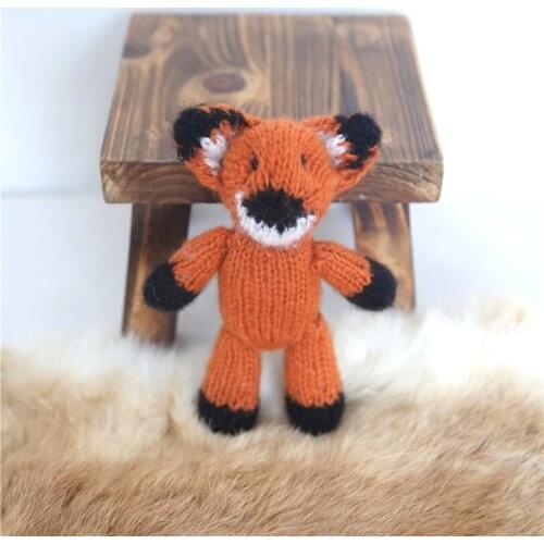 Hand Knitted Stuffed Fox for Newborn Photography Knitted Fox Stuffed Animal Baby Photo toy doll
