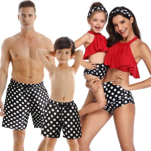 Family Matching Swimwear Leopard Print Swimsuit Mother Daughter 2021Swimwear Bikini Beachwear Swimming Trunks Men Bathing Suit