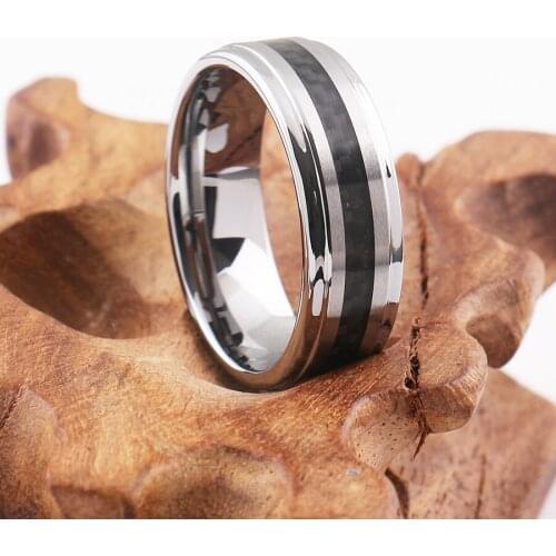 6mm Sliver Ceramic Ring Men Accessories Fashion Jewelry Carbon Fiber Tungsten Steel Ring Fashion Finger Ring