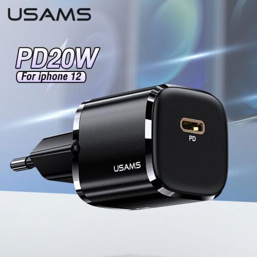 USAMS USB C 20W PD Fast Charger For iPhone 12 Pro Max Mini Quick Charging Portable for Iphone 11 Pro Max Ipad Pro Wall Charger