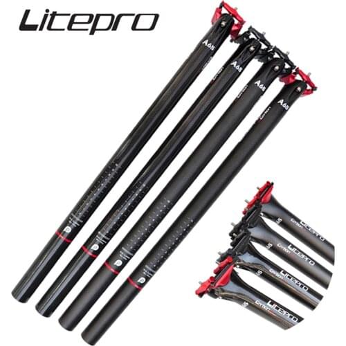 Litepro A65 Carbon Fiber Integrated Seatpost Folding Bike 31.8/33.9*580MM Seat Tube 412 BMX Bicycle Seat Rod Parts