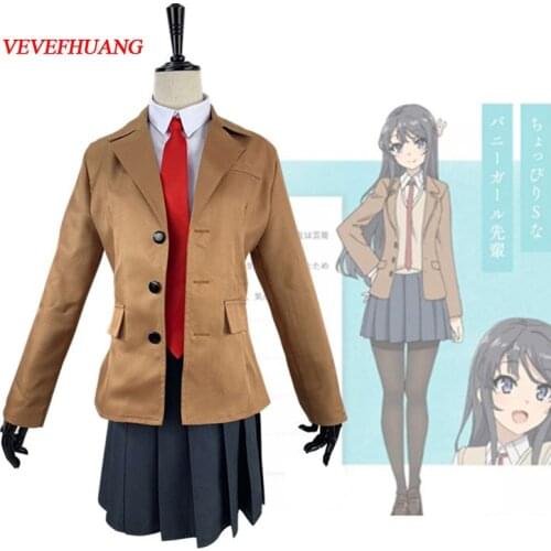 VEVEFUANG Seishun Buta Yarou wa Bunny Girl Senpai no Yume wo Minai Cosplay Costume Mai Sakurajima Cosplay Costume School Uniform