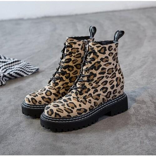 Women Boots Leopard Fashion Casual Boots Fashion Motorcycle Plush Inside Warm Winter Shoes Boots Women Snow Boots