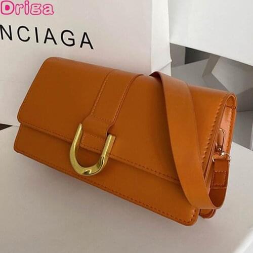 Driga Retro Women Single Shoulder Bags Solid Color Women Crossbody Handbags 2021 New Fashion U-shaped Ring Mini Square Bags