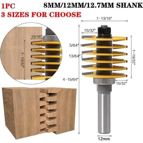 1pc 12mm Shank Adjustable Finger Joint Wood Router Bit Tenon Cutter Industrial Grade 8mm/12.7mm Wood Cutting Tools
