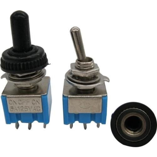 10pcs Mini Switch MTS-203 6-Pin G104 ON-OFF-ON 6A 250V Toggle Switches Good Quality Free Shipping + 10pcs Waterproof Cover