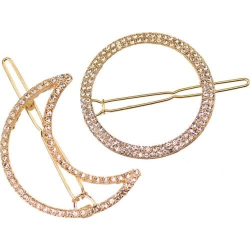 12pcs selling head ornaments Contracted alloy geometric hair the hollow moon sun round pin set auger edge clip