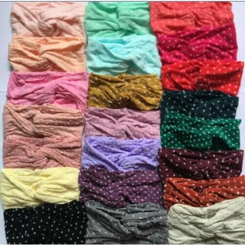 40pc/lot 2019 New Twist Nylon Headbands Polka Dot Girls Headband Top Knot Elastic Turban Hairband Baby Head Wraps