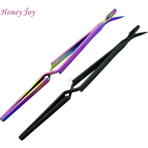 3 Way Black Rainbow Colors Manicure Pedicure C-curve Pinching Tool Cuticle Pusher Nail Art Pincher for Acrylic UV Gel Nails
