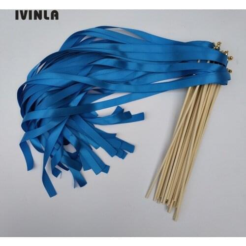 50pcs/lot turquoise wedding ribbon wands Without Bells for wedding decoration