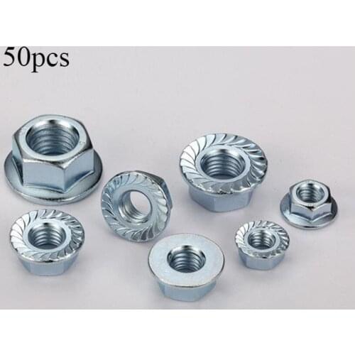 50pcs hex flange nut hex serrated flange nut hexagon nut locking lock nut UNC1/4 3/8 1/2 3/4 5/8 carbon steel 2nd grade nut