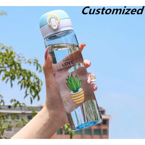 520ML Newest Style Water Bottle Portable Outdoor Sports Camping Bike Safety PC Plastic Students Birth Gift Printed Customized