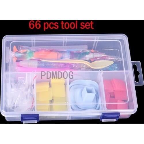 66pcs/Set 5D Square Round Diamond Painting Tools And Accessories Kits Pen Clay Tweezers Diamond Embroidery Box Sets
