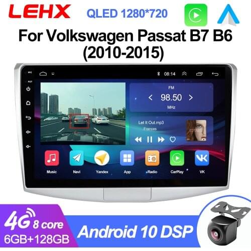 LEHX 2Din 10 inch Android 9.0 Car Radio Multimedia Player For VW Volkswagen Passat B7 B6/Magotan Autoradio DVR Camera