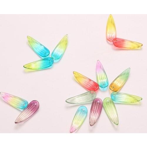 10pcs/lot 26x9mm Colour Glass Bamboo Leaves Beads for Jewelry Craft Scrapbook Decoration Clothes DIY