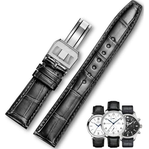 Watch Bracelet For IWC PILOTS WATCHES PORTOFINO PORTUGIESER Men Strap Watch Accessorie Real Leather Watch Band Watch Belt Chain
